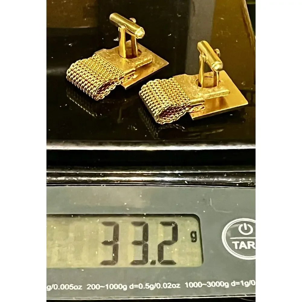 VTG EAGER 1 Small Engine Lawn Mower Advertise Cuff Links -Wrap Around Gold Tone